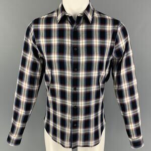 VINCE Size XS Black Multi-Color Plaid Cotton Rayon Long Sleeve Shirt